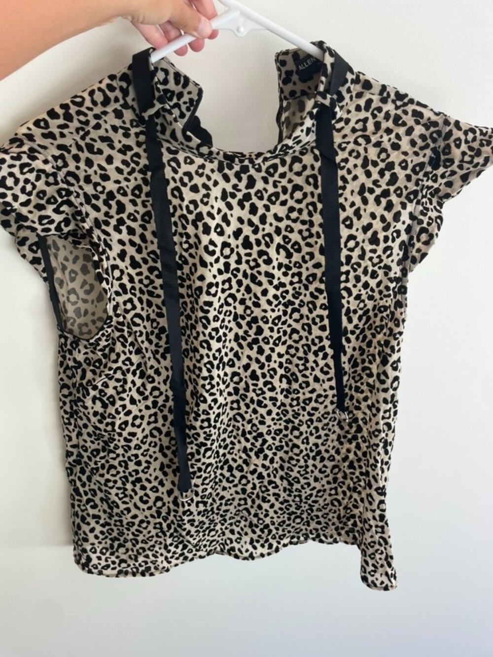 Sleeveless Leopard Print Tie Neck Blouse Animal Print Top